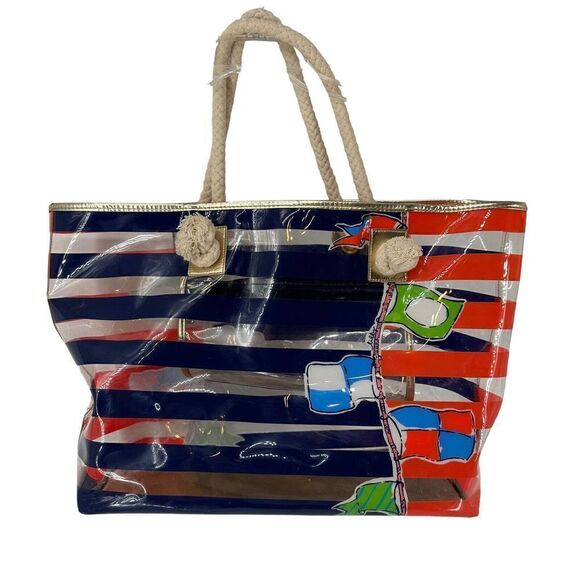 Lilly Pulitzer Shoreline Tote Raise The Sail Beach Bag Nautical Rare Preppy Cute - Picture 2 of 12